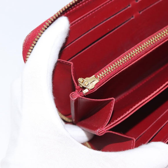LOUIS VUITTON Monogram Vernis Zippy Wallet Long Wallet Red M90200 Auth bs33958