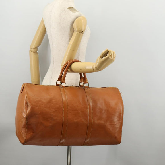 LOUIS VUITTON Epi Keepall 50 Boston Bag Brown M42968 LV Auth bs33962