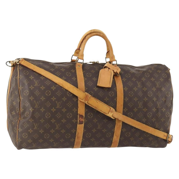 LOUIS VUITTON Monogram Keepall Bandouliere 60 Boston Bag M41412 LV Auth bs33965