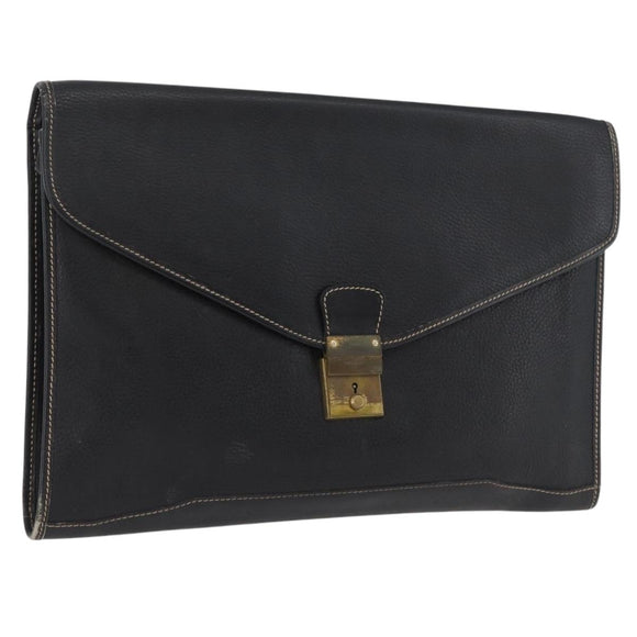 LOEWE Aktenkoffer Leder Schwarz Gold Auth bs33968
