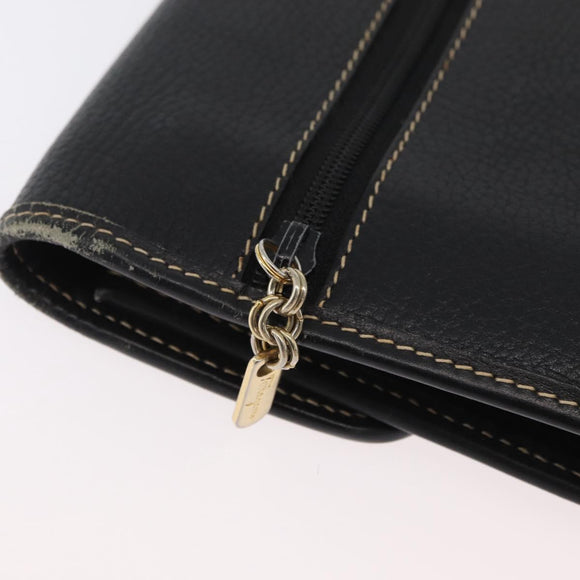 LOEWE Aktenkoffer Leder Schwarz Gold Auth bs33968