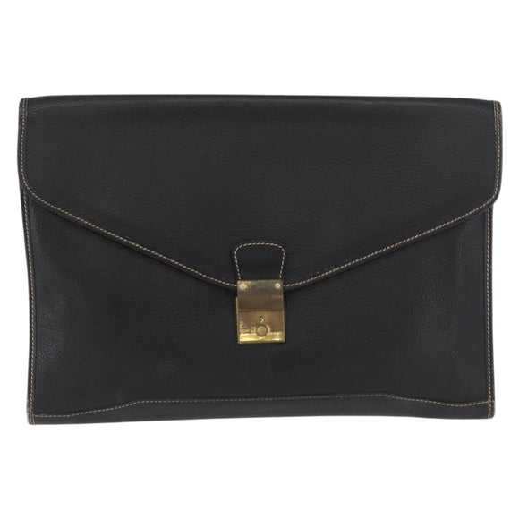 LOEWE Aktenkoffer Leder Schwarz Gold Auth bs33968