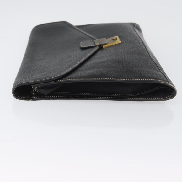 LOEWE Aktenkoffer Leder Schwarz Gold Auth bs33968