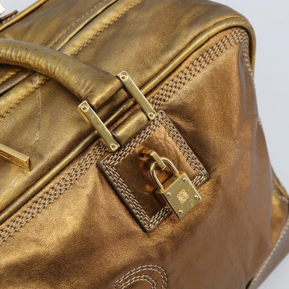 LOEWE Anagram Amazona 36 Handtasche Leder Goldfarben Auth bs33969