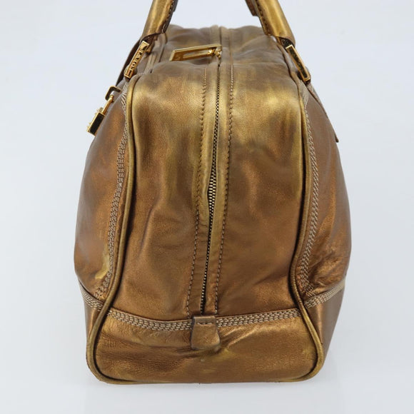 LOEWE Anagram Amazona 36 Handtasche Leder Goldfarben Auth bs33969