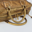LOEWE Anagram Amazona 36 Handtasche Leder Goldfarben Auth bs33969-7