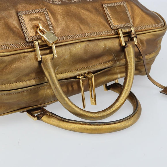 LOEWE Anagram Amazona 36 Handtasche Leder Goldfarben Auth bs33969