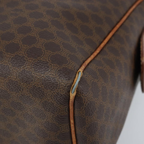 CELINE Macadam Canvas Hand Bag PVC Leather Brown Gold Auth bs33971