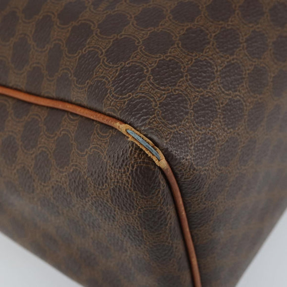 CELINE Macadam Canvas Hand Bag PVC Leather Brown Gold Auth bs33971