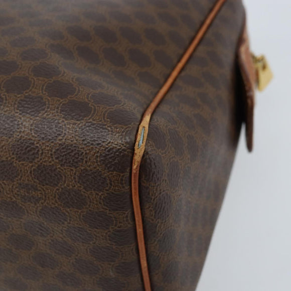 CELINE Macadam Canvas Hand Bag PVC Leather Brown Gold Auth bs33971
