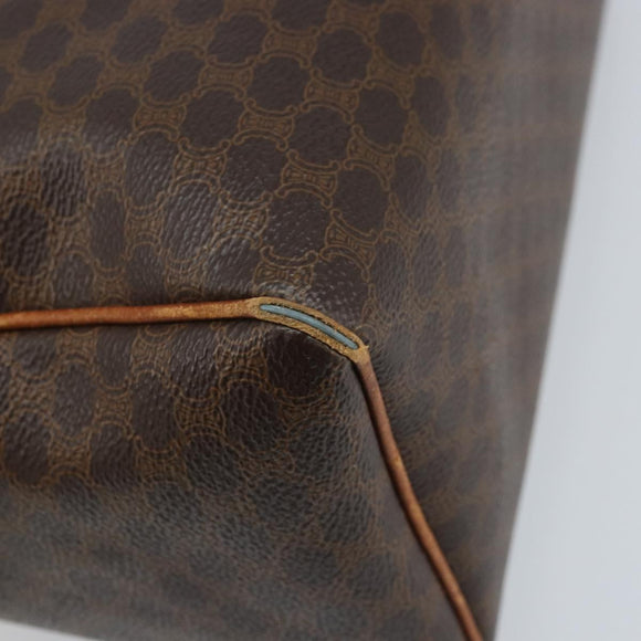 CELINE Macadam Canvas Hand Bag PVC Leather Brown Gold Auth bs33971