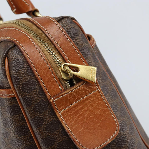 CELINE Macadam Canvas Hand Bag PVC Leather Brown Gold Auth bs33971