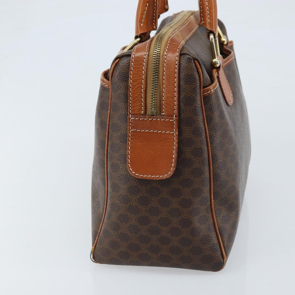 CELINE Macadam Canvas Hand Bag PVC Leather Brown Gold Auth bs33971