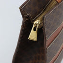 CELINE Macadam Canvas Hand Bag PVC Leather Brown Gold Auth bs33972-10