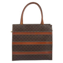 CELINE Macadam Canvas Hand Bag PVC Leather Brown Gold Auth bs33972-13