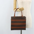 CELINE Macadam Canvas Hand Bag PVC Leather Brown Gold Auth bs33972-22