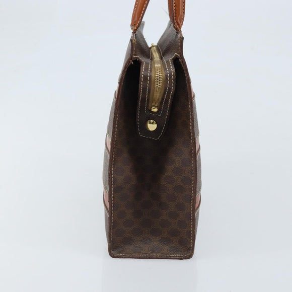 CELINE Macadam Canvas Hand Bag PVC Leather Brown Gold Auth bs33972