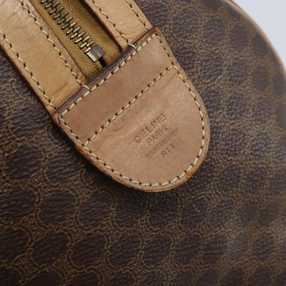CELINE Macadam Canvas Hand Bag PVC Leather Brown Gold Auth bs33973