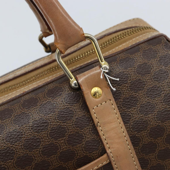 CELINE Macadam Canvas Hand Bag PVC Leather Brown Gold Auth bs33973