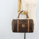 CELINE Macadam Canvas Hand Bag PVC Leather Brown Gold Auth bs33973-23