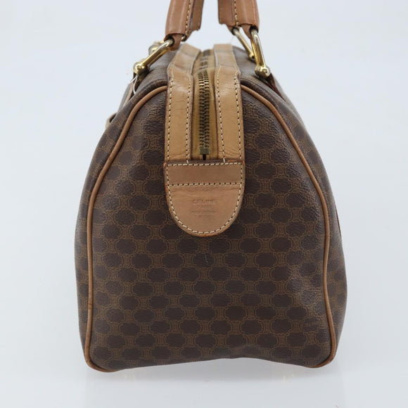CELINE Macadam Canvas Hand Bag PVC Leather Brown Gold Auth bs33973