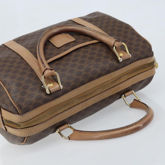 CELINE Macadam Canvas Hand Bag PVC Leather Brown Gold Auth bs33973