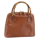 GUCCI Bambus Handtasche Leder Braun Gold 000 2058 0290 Auth bs33974-1