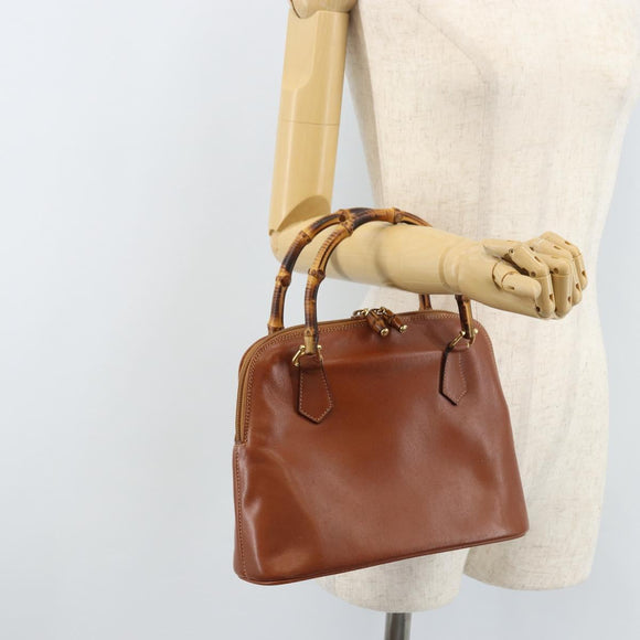 GUCCI Bambus Handtasche Leder Braun Gold 000 2058 0290 Auth bs33974