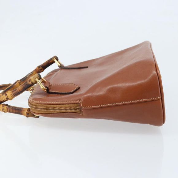 GUCCI Bambus Handtasche Leder Braun Gold 000 2058 0290 Auth bs33974