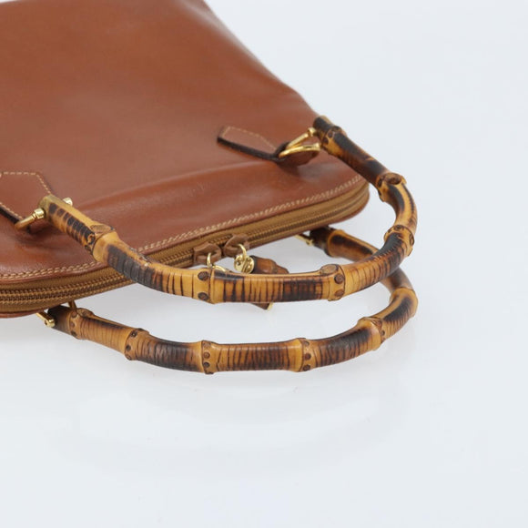 GUCCI Bambus Handtasche Leder Braun Gold 000 2058 0290 Auth bs33974