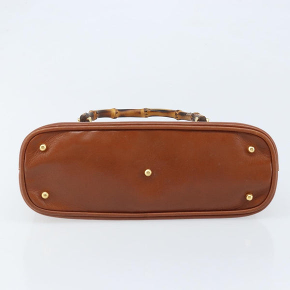 GUCCI Bambus Handtasche Leder Braun Gold 000 2058 0290 Auth bs33974