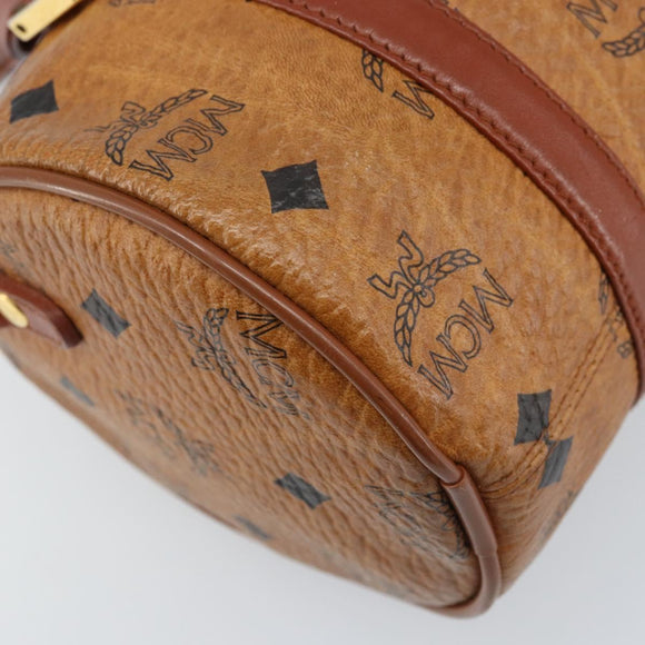MCM Vicetos Logogram Hand Bag PVC Leather Brown Gold Auth bs33975