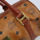 MCM Vicetos Logogram Hand Bag PVC Leather Brown Gold Auth bs33975-14