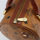 MCM Vicetos Logogram Hand Bag PVC Leather Brown Gold Auth bs33975-16