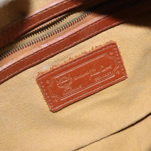 MCM Vicetos Logogram Hand Bag PVC Leather Brown Gold Auth bs33975