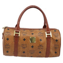 MCM Vicetos Logogram Hand Bag PVC Leather Brown Gold Auth bs33975-2