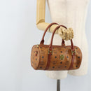 MCM Vicetos Logogram Hand Bag PVC Leather Brown Gold Auth bs33975-22