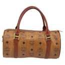 MCM Vicetos Logogram Hand Bag PVC Leather Brown Gold Auth bs33975-3