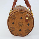 MCM Vicetos Logogram Hand Bag PVC Leather Brown Gold Auth bs33975-4