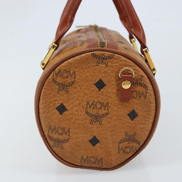 MCM Vicetos Logogram Hand Bag PVC Leather Brown Gold Auth bs33975