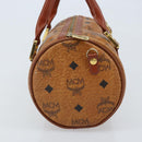MCM Vicetos Logogram Hand Bag PVC Leather Brown Gold Auth bs33975-5