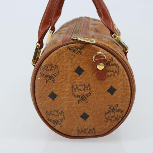 MCM Vicetos Logogram Hand Bag PVC Leather Brown Gold Auth bs33975