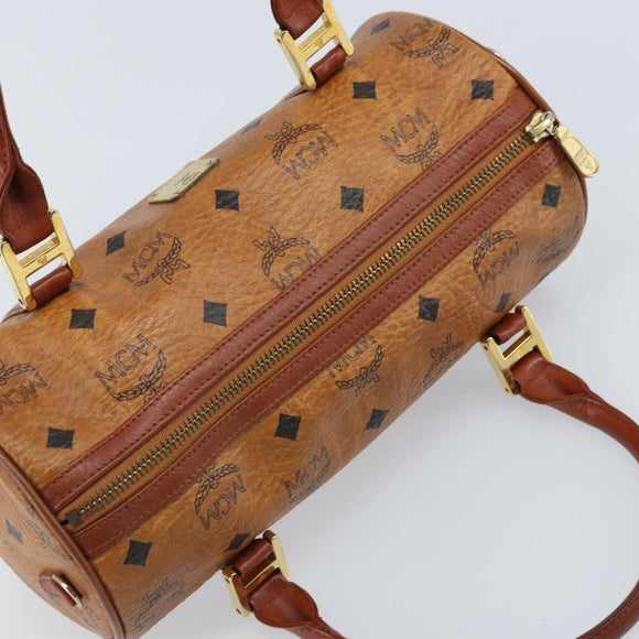 MCM Vicetos Logogram Hand Bag PVC Leather Brown Gold Auth bs33975