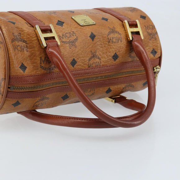 MCM Vicetos Logogram Hand Bag PVC Leather Brown Gold Auth bs33975