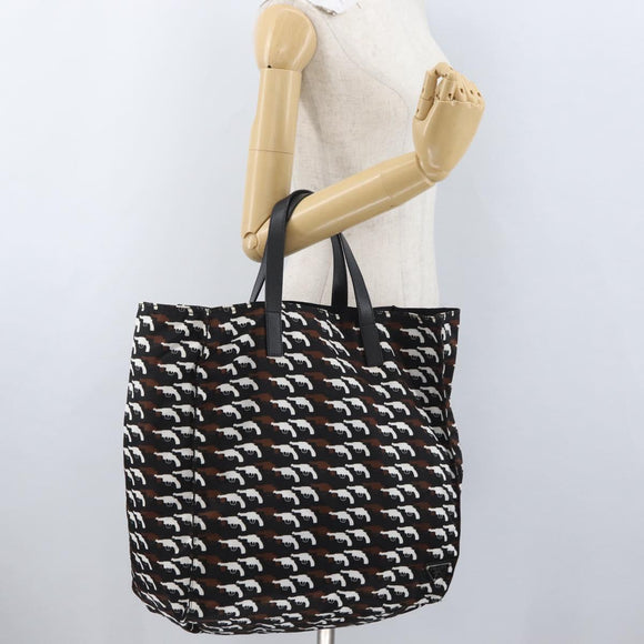 PRADA Hand Bag Nylon Black White Auth bs33981