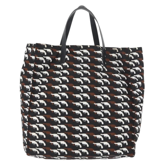 PRADA Hand Bag Nylon Black White Auth bs33981