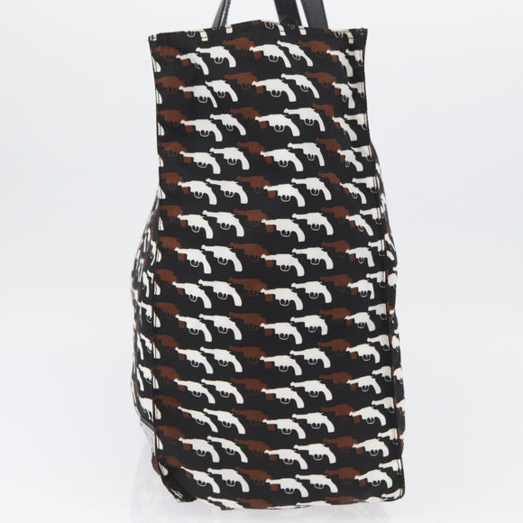 PRADA Hand Bag Nylon Black White Auth bs33981