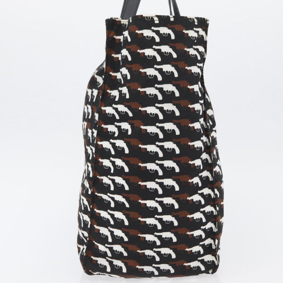 PRADA Hand Bag Nylon Black White Auth bs33981