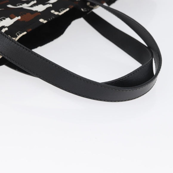 PRADA Hand Bag Nylon Black White Auth bs33981