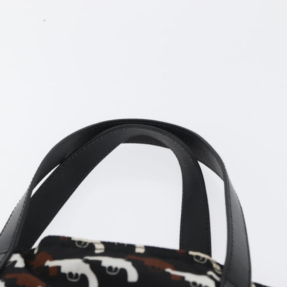 PRADA Hand Bag Nylon Black White Auth bs33981